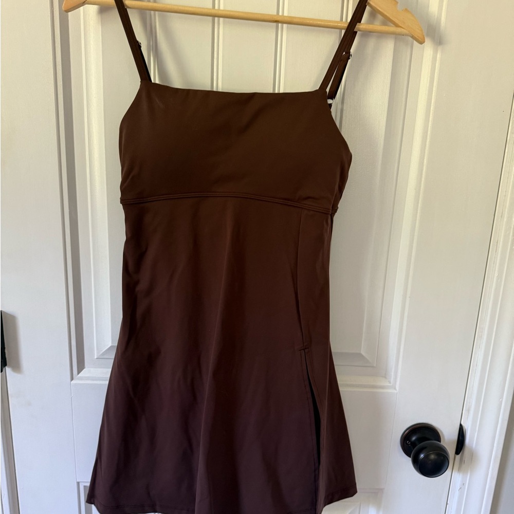 Brown Spaghetti Strap Athletic Dress